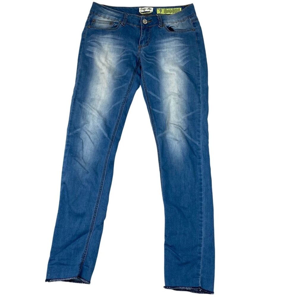 Indigo Rein Womens Jeans Size 9 Skinny Ankle Raw Hem CasuaL Blue Denim Y2K